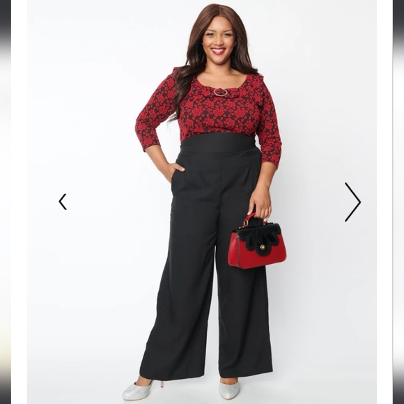 Unique Vintage Plus Size Black High Waist Pants - 2X/18 - Picture 4 of 7